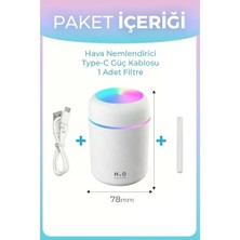 Teknocan Mini Hava Nemlendirici 300ML Rgb Işıklı Type-C Buhar Makinesi Sessiz Ortam Nemlendirici Aroma Difüzörü Beyaz
