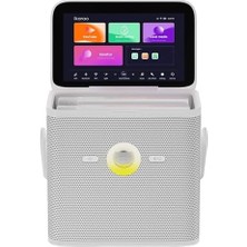 Teknocan Ikarao Partybox Shell S3 80W Karaoke Bluetooth Hoparlör Seti, 7.1" Dahili Tablet, 2 Kablosuz Mikrofon, Rgb Işıklı Taşınabilir Ses Bombası, Beyaz