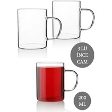 Teknocan Life 3'lü Ateşe Dayanıklı Cam Kupa Bardak 200 ml MIT1014