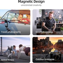 Teknocan Manyetik Aksiyon Kamera Tutucu 360° Döner Çift Bilyalı Başlık Metal Montaj Aparatı Güçlü Mıknatıslı Araç Dışı Çekim Vlog Video Kayıt Sabitleyici 1/4 Adaptörlü, CMM-001