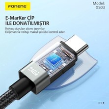 Teknocan XS03 240W 200 cm Pd Type-C Şarj Kablosu Siyah