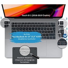 Teknocan Türkçe F Klavye Koruyucu Silikon MacBook Air 13 Retina 2020 ile Uyumlu | A2179 A2337 M1 | Tr F Dizayn Siyah
