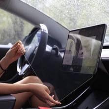 Teknocan Model 3 (2024/2025/2026) ve Model Y (2024/2025), Model Y Standard 2026 15.4" Multimedya Dokunmatik Ekran Koruyucu Temperli Cam – Kenarlarda Güvenli Boşluk Tasarımı, 99% Hd Şeffaflık