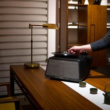 Teknocan Seed Retro Pikap Plakçalar Dahili Bluetooth Hoparlörlü 80W Rms Aux, Rca Çıkışlı All-In-One Hi-Fi Ses Sistemi, Siyah Deri