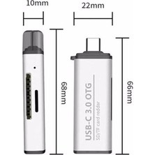 Teknocan , Type-C Portlu Telefon, Tablet, Bilgisayar, Uyumlu Type-C To USB 3.0 Sd Micro Sd Kart Okuyucu 3 Portlu Çevirici Dönüştürücü Hub Adaptör