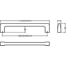 Teknocan Altın Rengi 160 mm Modern Kulp