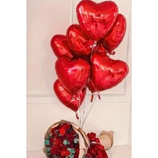Teknocan Kırmızı Kalp Folyo Balon Parlak 5 Adet 45CM