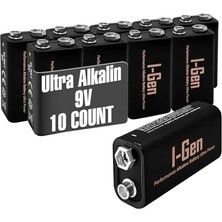 Teknocan Batteries 6LR61 Ultra Alkalin 9 Volt Pil 9V Kare Pil (10, 9V 10'lu Paket)