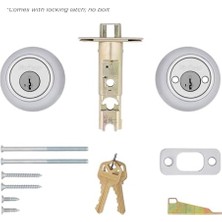 Teknocan 599 Gatelatch Double Cylinder Deadbolt Featuring Smartkey In Satin Chrome