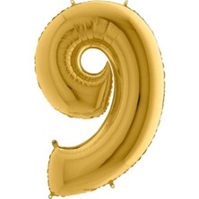 Teknocan 9 Rakamlı 16 Inç Renk Folyo Balon 36 cm (Altın)