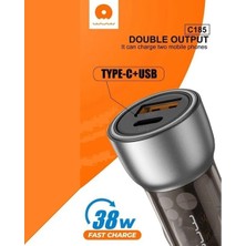 Teknocan 38W Hızlı Şarj Araç Çakmak Şarj Cihazı Dual Port USB 18W + Type-C 20W PD20W+QC3.0 - C185