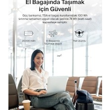 Teknocan Taşınabilir Şarj Cihazı, 20K Entegre Kablolu Taşınabilir, 30 W Güç Iletimli Hızlı Şarj, Usb-C, 17, iPad Pro, Galaxy S25 Serisi ve Daha Fazlası, Mavi