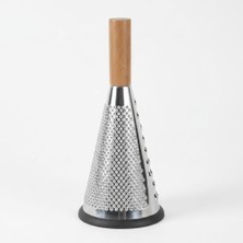 Teknocan Ahşap Saplı Modern Paslanmaz Çelik Koni Rende 28 x 12 cm