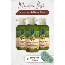 Teknocan Macadamia Yağlı Şampuan 600 ml x 3 Adet ve Şampuan Fırçası