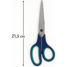 Teknocan 21.5 cm Paslanmaz Çelik Büyük Ofis Makası – Ergonomik Kauçuk Saplı, Yeşil-Lacivert Renkli, Ev & Büro Tipi