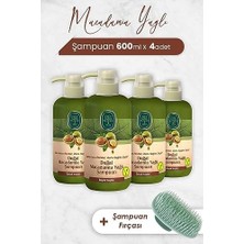 Teknocan Macadamia Yağlı Şampuan 600 ml x 4 Adet ve Şampuan Fırçası