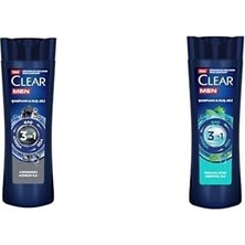 Teknocan Clear Men 3 In 1 Şampuan & Duş Jeli Arındırıcı Kömür Saç Yüz Vücut Için ve Clear Men 3 In 1 Şampuan & Duş Jeli Ferahlatıcı Mentol Etkisi Saç Yüz Vücut Için 350 ml