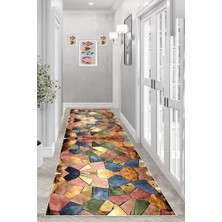 Teknocan Pelangi Taş Desenli Renk Bloklu Dijital Baskı Yıkanabilir Kaymaz Taban Modern Salon Halısı, Karışık Renkli 100 x 150, 95555691001507