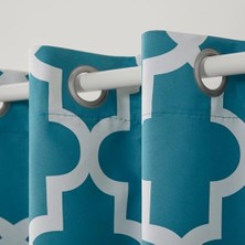 Teknocan Curtains Ironwork Satin Mit Blackout-Tülle-Fenster Vorhang-Paar, Polyester, Blaugrün, 52X108