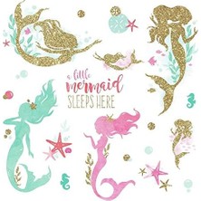 Teknocan RMK3562SCS Mermaid Peel And Stick Duvar Çıkartmaları Glitter ile