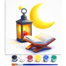 Teknocan Ramazan Desenli Tuval Etkinlik Boyama Ramazan Süsleri, Ramazan Süslemeleri 20-20 cm
