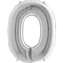 Teknocan 0 Rakamlı 16 Inç Gümüş Renk Folyo Balon 36 cm (Gümüş)
