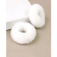 Teknocan Kadın 2'li Beyaz Peluş Lastik Toka Seti,kadın Çocuk Mandal Toka, Lastik Toka Seti, Toka Organizer, Toka, Kız Çocuk Toka, Toka