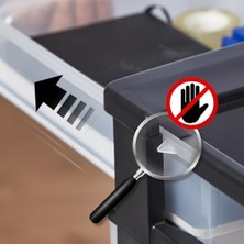 Teknocan Ohyama, Plastik Çekmeceli Saklama Ünitesi, Plastik Saklama Çekmeceleri, A4 Formatı ve 4 Tekerlek, Y100,5 Cm/5 Çekmece, Bpa Içermez, Siyah, G40 x D29 x Y100,5 Cm, DC-305