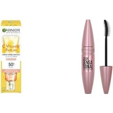 Teknocan C Vitamini Parlak Günlük Uv Korumalı Güneş Yüz Kremi SPF50 Işıltılı Doku 40ML & New York Lash Sensational Yelpaze Etkili Intense Maskara