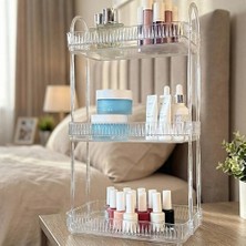 Unique Me 3 Katlı Makyaj Organizeri Kozmetik Aksesuar Düzenleyici Banyo Rafı Şeffaf Diamond (Dayanıklı Poli̇karbonat)
