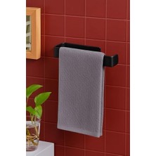 Teknocan Banyo Siyah Paslanmaz Çelik Lamalı Solo Havluluk, Hem Yapışkanlı Hem Montajlı Sistem, Banyo Askısı