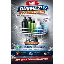 Teknocan Yapışkanlı Duş Rafı, Delmeden Montaj Banyo Rafı, Paslanmaz Şampuanlık Organizer, Güçlü Yapışkanlı Duvar Rafı (Beyaz Tekli)