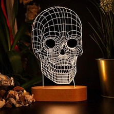 Teknocan Kurukafa 3 Boyutlu LED Masa Lambası - USB Bağlantılı Sarı Işık