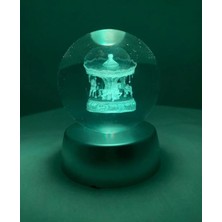 Teknocan Kristal Cam Küre Renk Değiştiren LED Işıklı Gece Lambası Dekoratif Hediyelik (Atlı Karınca)