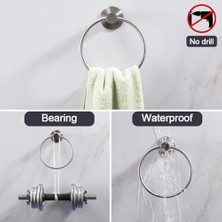 Teknocan Yapışkanlı Havlu Halkası, Deliksiz Montaj, Paslanmaz Çelik Yapı, Şık ve Modern Tasarım, Mutfak ve Banyo Için Pratik Havlu Askısı