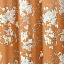 Teknocan Lush Botanik Bahçe Perdesi, Çiçek Kuş Baskısı, Oda Karartma, Pencere Paneli Seti, Oturma Odası Için, 84 Inç x 52 Inç Panel Çift, Turuncu