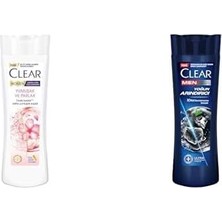 Teknocan Clear Şampuan Yumuşak ve Parlak 350 ml X2 + Clear Men Şampuan Yoğun Arındırıcı Kömür ile 350 ml X2