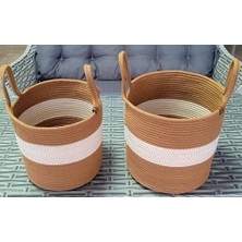 Teknocan Dekoratif 2 Adet 30 * 25CM Sepet Altın Kahve Hasır Oyuncak Patates Soğan Sepeti