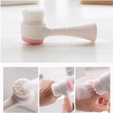 Teknocan Çift Taraflı Yüz Temizleme Masaj Fırçası, 3D Cilt Bakım, Silikon Yüz Temizleyici, Plastik, Mavi, 1 Adet