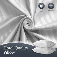 Teknocan Grand Beyaz Tüy Tüyü Yastıklar Standart Boyut 2'li Paket Yatak Yastıkları Seti Orta Sert HIPOALERJENIK%100 Pamuk Nefes Alabilir Otel Koleksiyonu Sırt/yan Uyku Yastıkları, 26"X20"/2 Paket