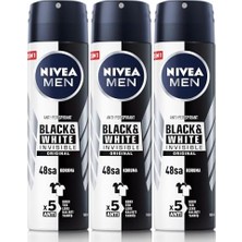 Teknocan Men Erkek Sprey Deodorant & Invisible Original Ter ve Ter Kokusuna Karşı 72 Saat Anti-Perspirant Koruma 150ML X3 Adet