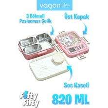 Teknocan Lunch Box 820 ml Tek Kat Üç Bölmeli Sos Kaseli Yeni Nesil Sefer TASI-FFLBOX10283