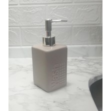 Teknocan Seramik Sıvı Sabunluk Bej Modern 7X7X17CM 300ML Seti