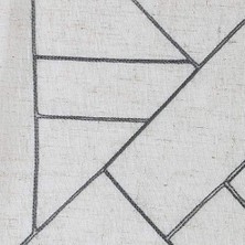 Teknocan Parçalanmış Geometrik Nakış Orta Yüzyıl Modern Doğal Karışımı Perde, 127 cm x 274 Cm, Gri/