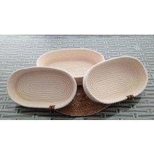 Teknocan Dekoratif 3 Adet Oval Sepet 18 * 28CM Krem Ev Hasır Jüt Çok Amaçlı Düzenleyici Organizer