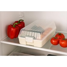 Teknocan Şeffaf Kapaklı Buzdolabı Düzenleyici Kutu | 32X18 cm Plastik Gıda Organizeri | Kar Beyaz Taban | Kapaklı Saklama Kutusu, Buzdolabı ve Mutfak Için Pratik Çözüm