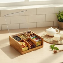 Teknocan Orjinal Bambu Organizer, Çay Kutusu, Takı Kutusu, Mıknatıslı Kapak, Premium Kalite (6)