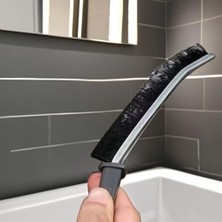 Teknocan 2'li Dar Alan Temizleme Fırçası Seti - Sert Kıllı Boşluk Temizleyici, Pencere ve Kapı Rayı Temizleme Fırçası, Mutfak ve Banyo Için Ince Detay Fırçası - Siyah ve Gri Saplı- (2 Adet)