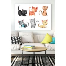 Teknocan (PSTER16521) Kediler Tasarım Çocuk Odası Kanvas Tablo 50 x 70