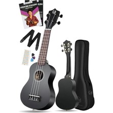 Cekar Store Nova UKS-21BK Gül Ağacı Siyah Soprano Ukulele Seti (Siyah)